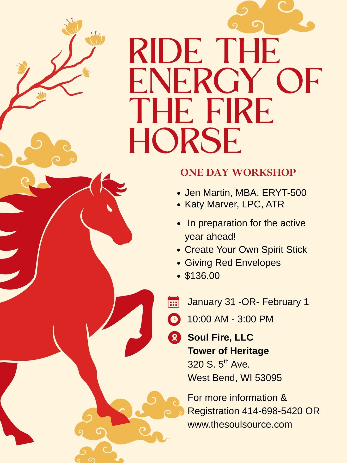 Saturday, January 31st / Ride the Energy of the Fire Horse